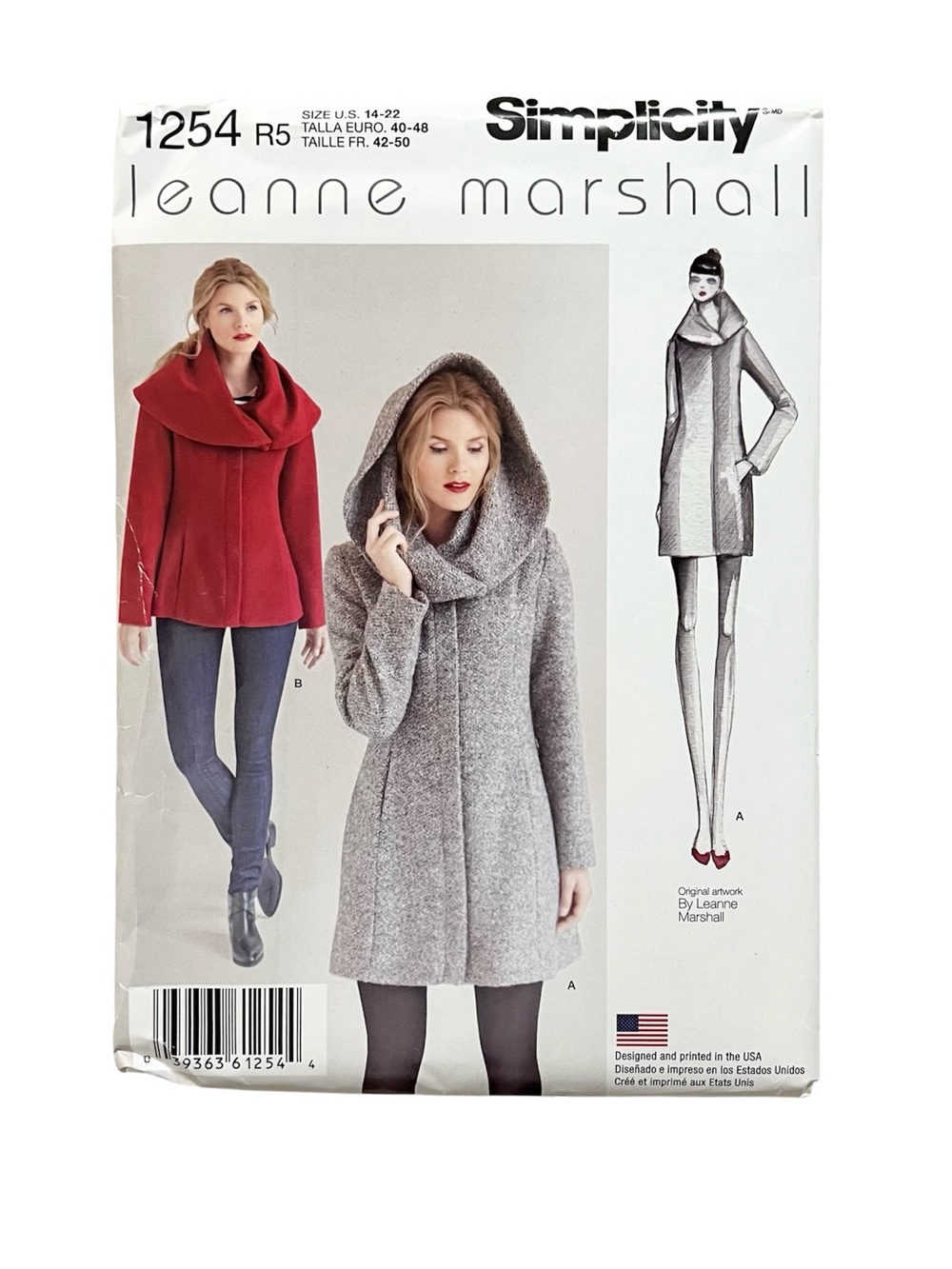 Simplicity 1254 Leanne Marshall Coat Jacket Pattern 14-22